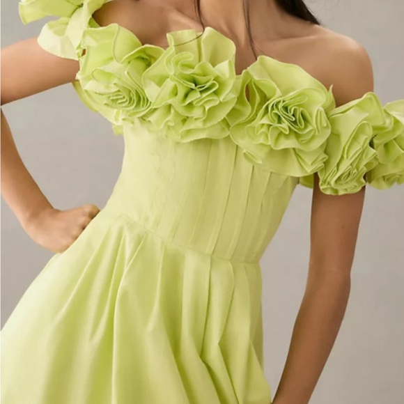 The Corina Ruffled Dress by Maeve in light green - Picture 4 of 14